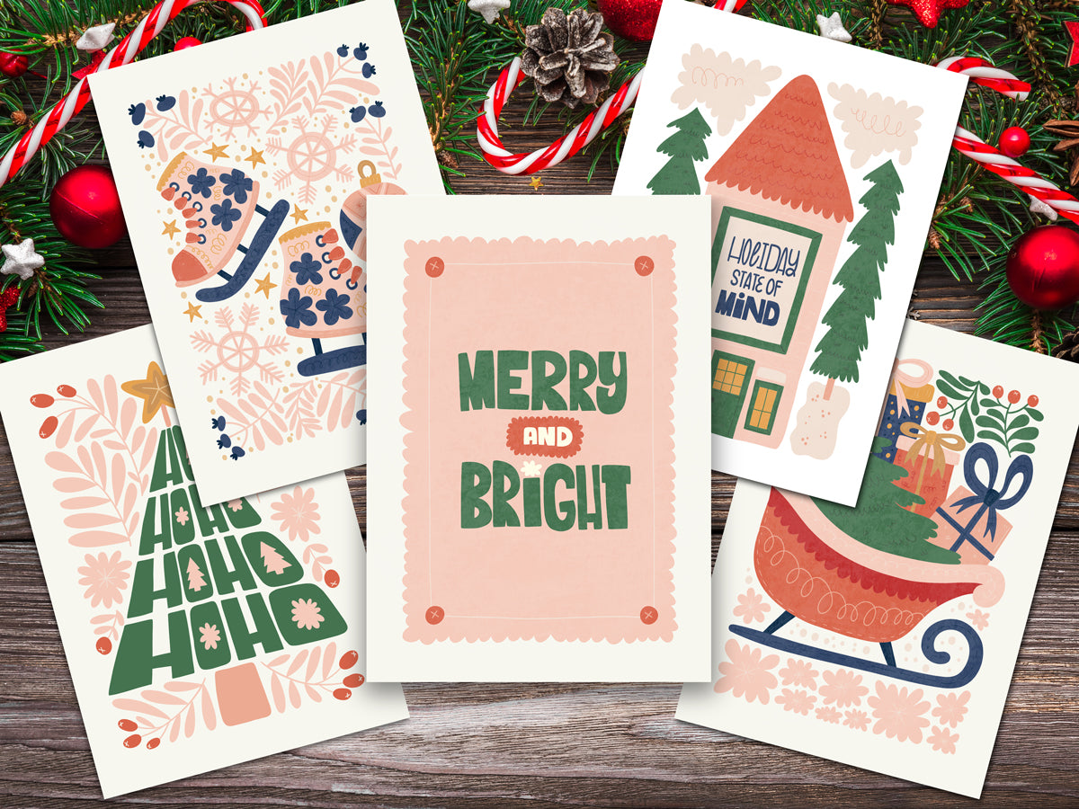 Merry & Bright Christmas Cards 5-Pack