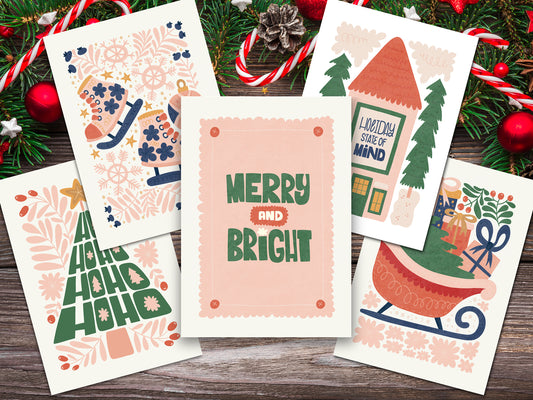 Merry & Bright Christmas Cards 5-Pack